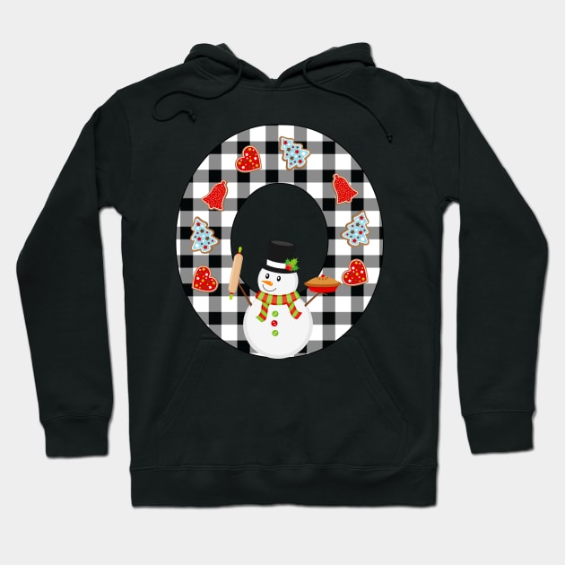 BW Buffalo Checks Pattern Monogram O | Snowman Hoodie by ExpressYourSoulTees